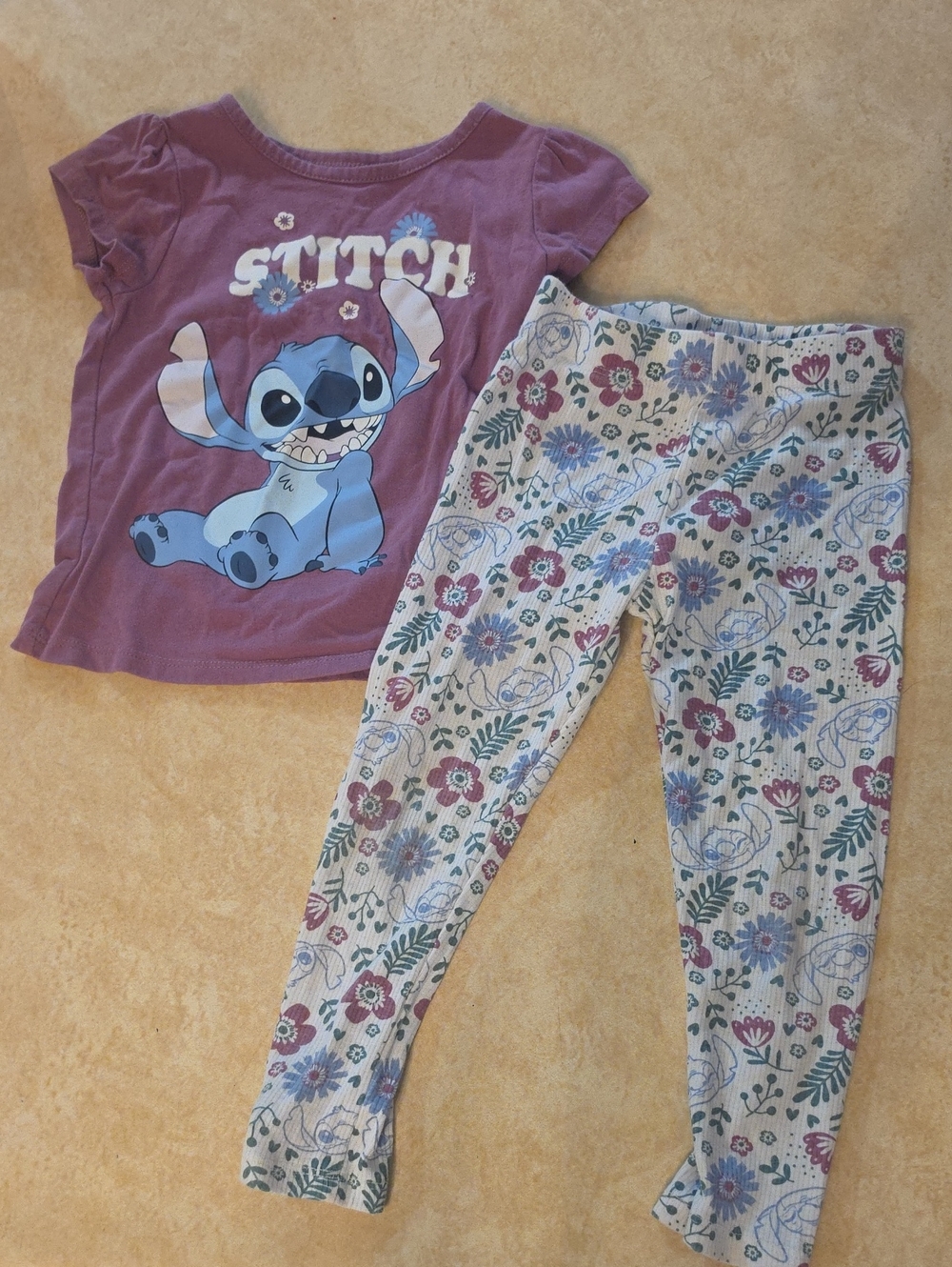 Girls Purple Stitch Set with Floral Leggings by Disney